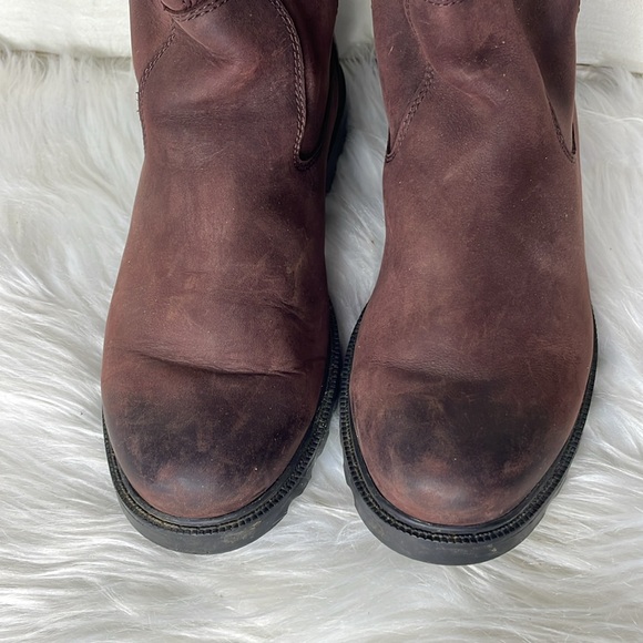 Sorel Ainsley Tall Knee Boots Burgundy Maroon Red Leather Round Toe Flat 8 Women - Picture 4 of 10